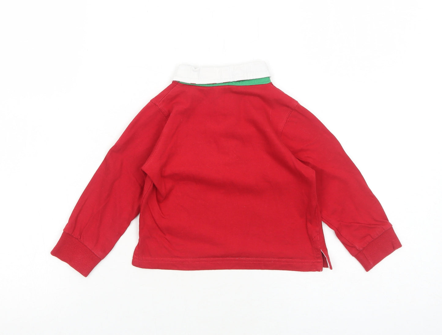 Peacocks Boys Red Cotton Basic Polo Size 12-18 Months Collared Button - Wales