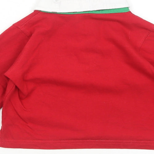 Peacocks Boys Red Cotton Basic Polo Size 12-18 Months Collared Button - Wales