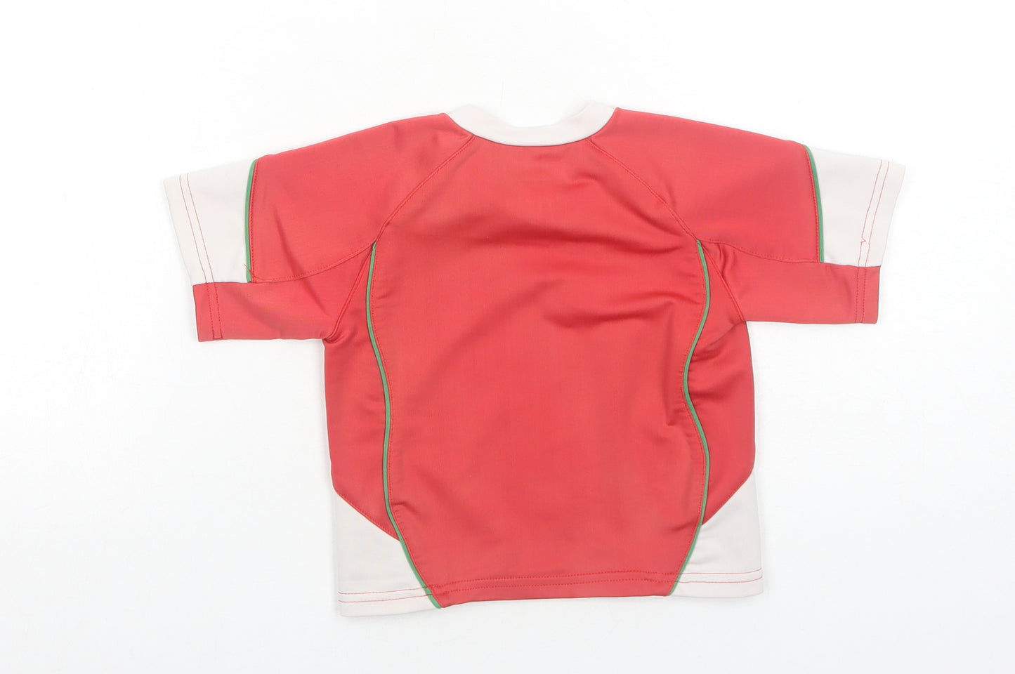 Under armour Boys Red Geometric Polyester Basic T-Shirt Size 12-18 Months Round Neck Snap - Wales Rugby