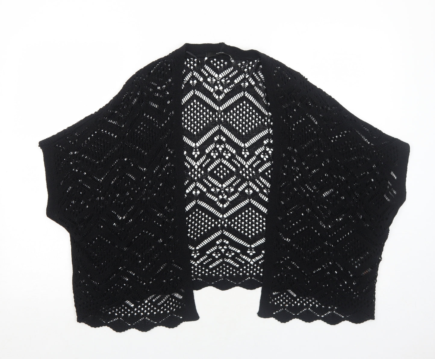 George Womens Black V-Neck Geometric Acrylic Cardigan Jumper Size L