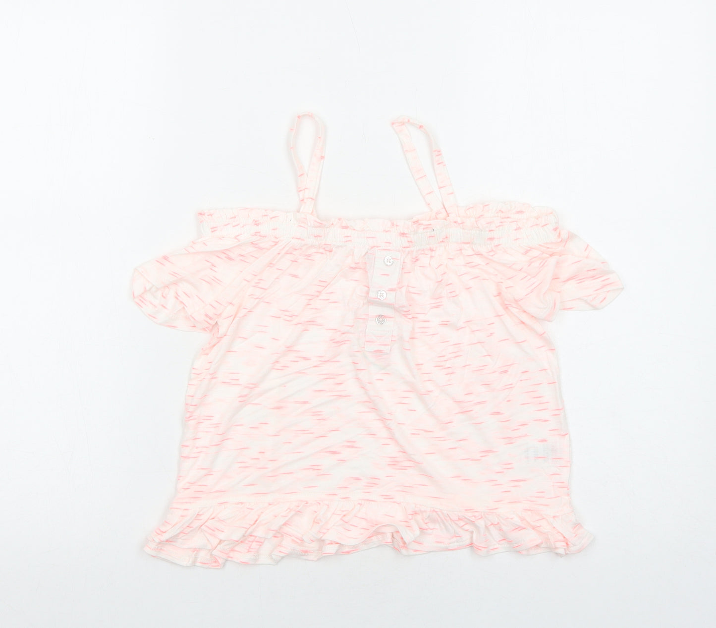 Matalan Girls Pink Geometric Viscose Basic Blouse Size 10 Years Off the Shoulder Pullover