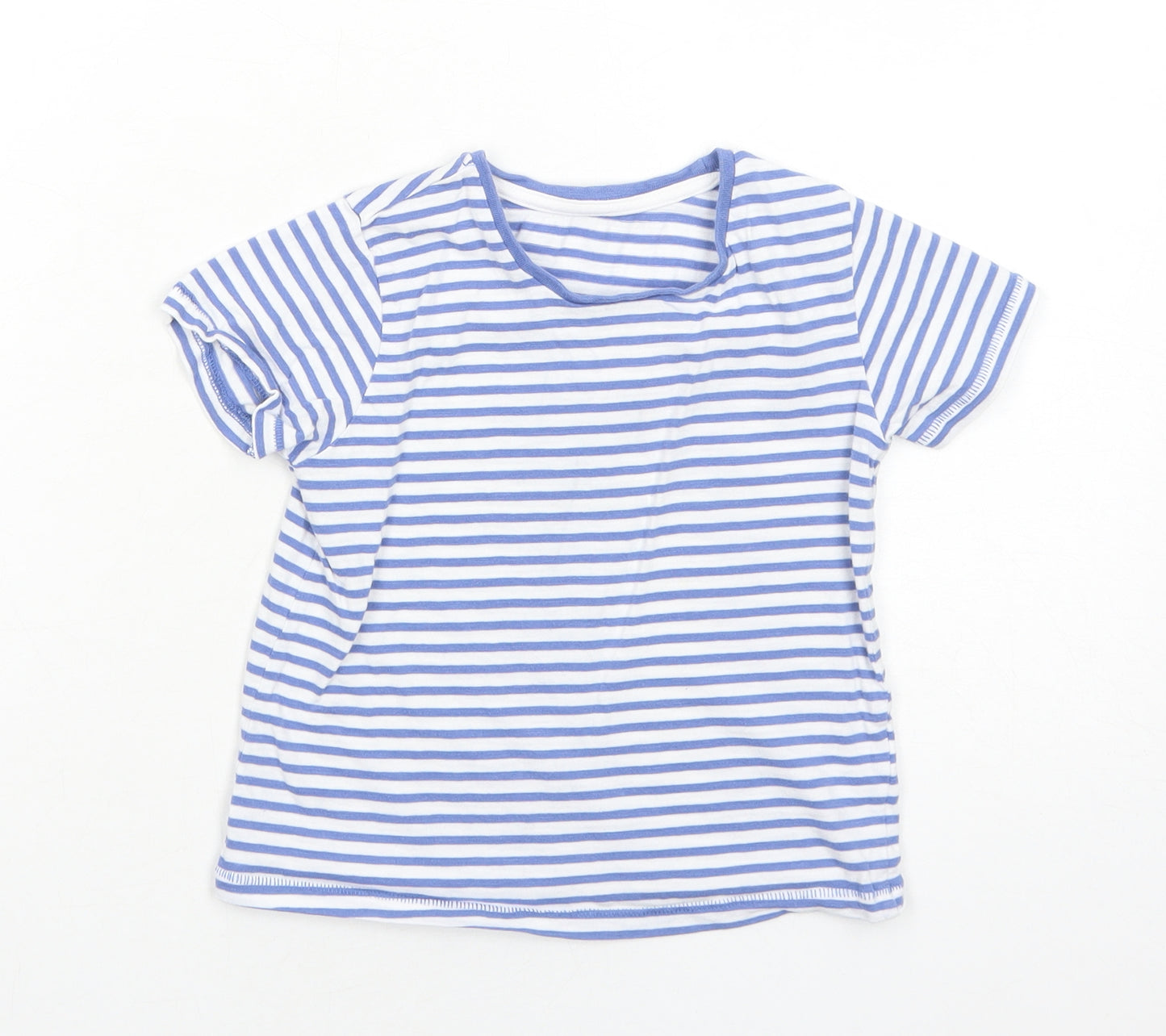Matalan Boys Blue Striped Cotton Basic T-Shirt Size 3-4 Years Round Neck Pullover