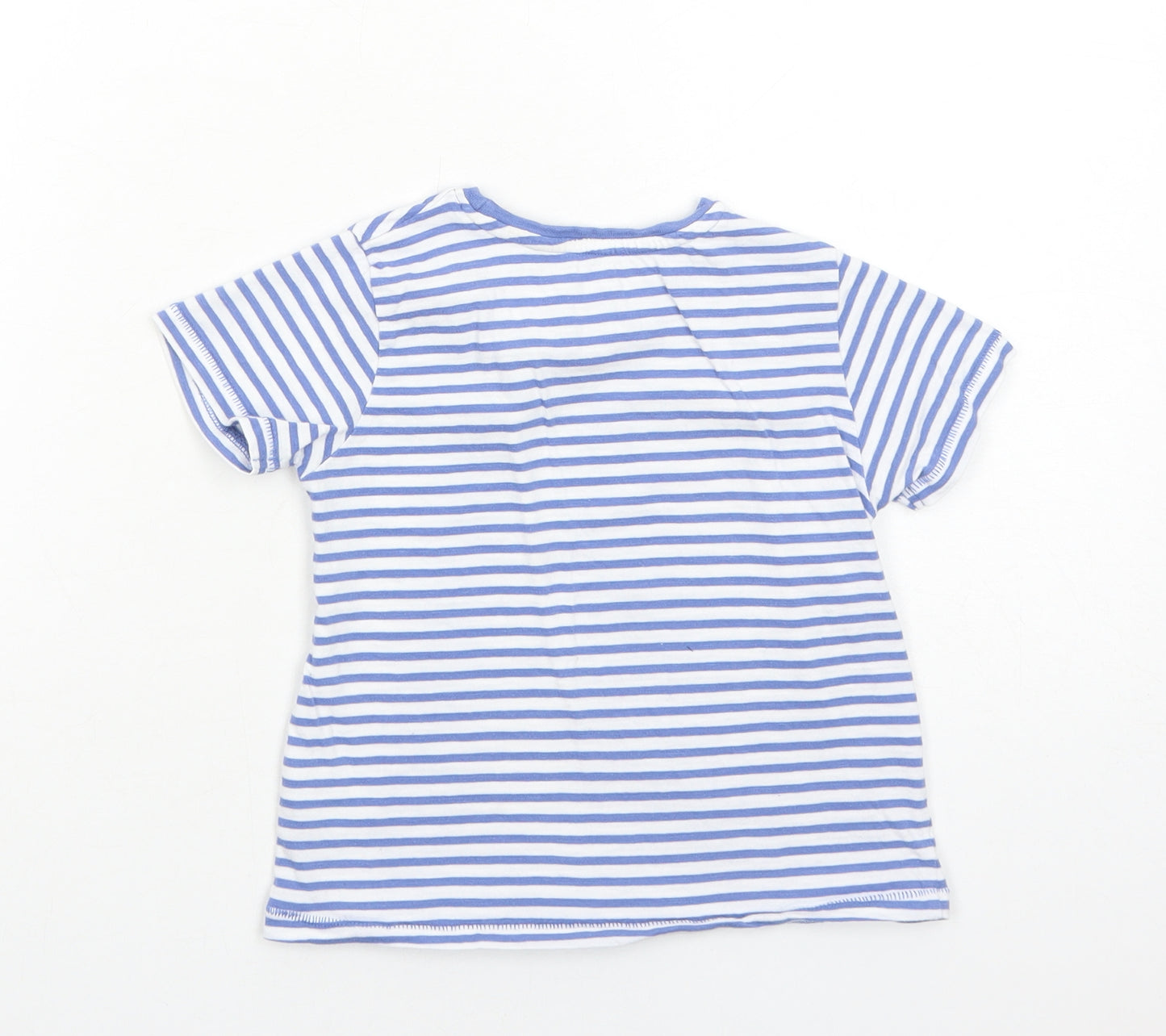 Matalan Boys Blue Striped Cotton Basic T-Shirt Size 3-4 Years Round Neck Pullover