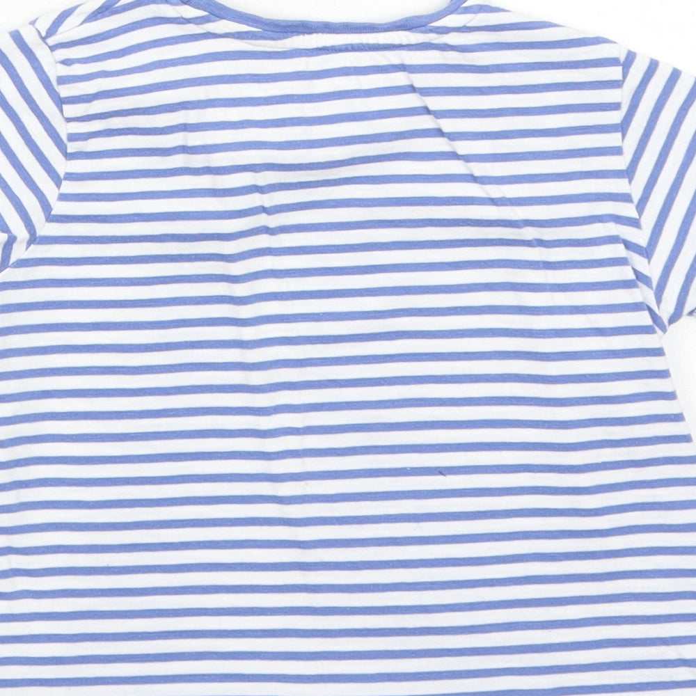 Matalan Boys Blue Striped Cotton Basic T-Shirt Size 3-4 Years Round Neck Pullover