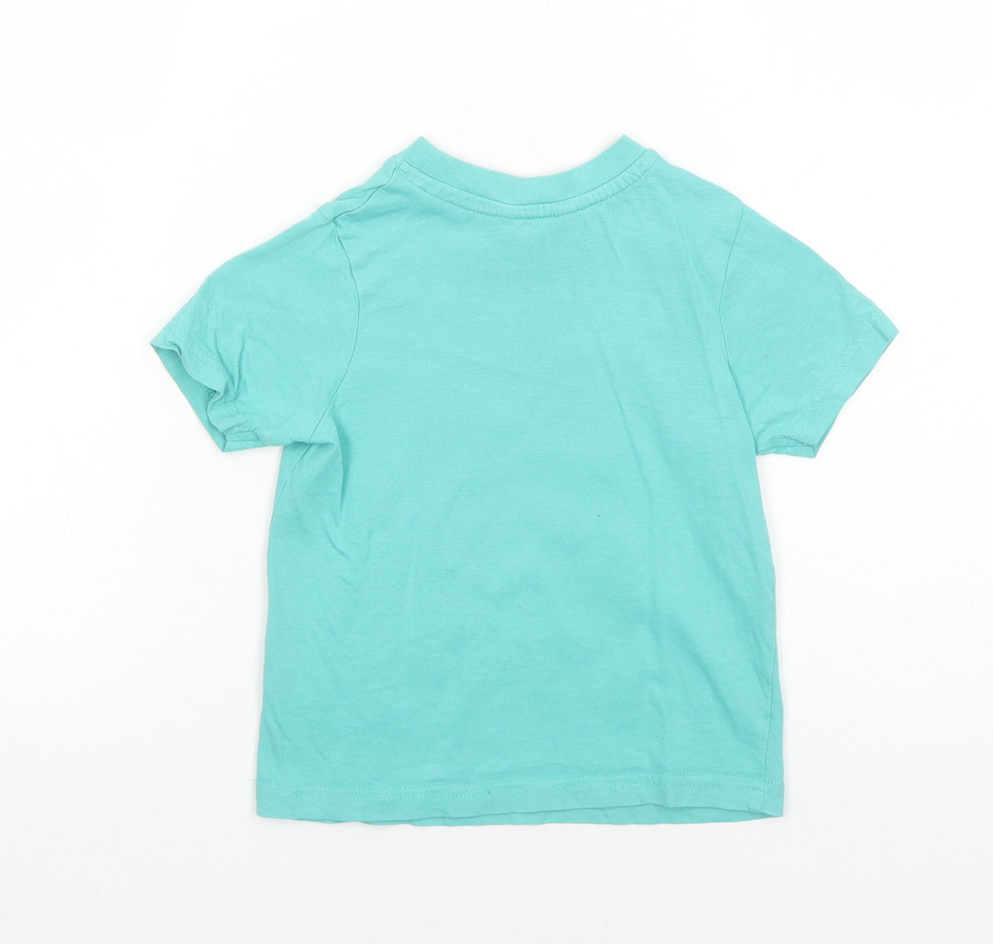 George Boys Green Cotton Basic T-Shirt Size 2-3 Years Round Neck Pullover - Star