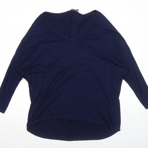 Boohoo Womens Blue Viscose Basic Blouse Size 16 V-Neck