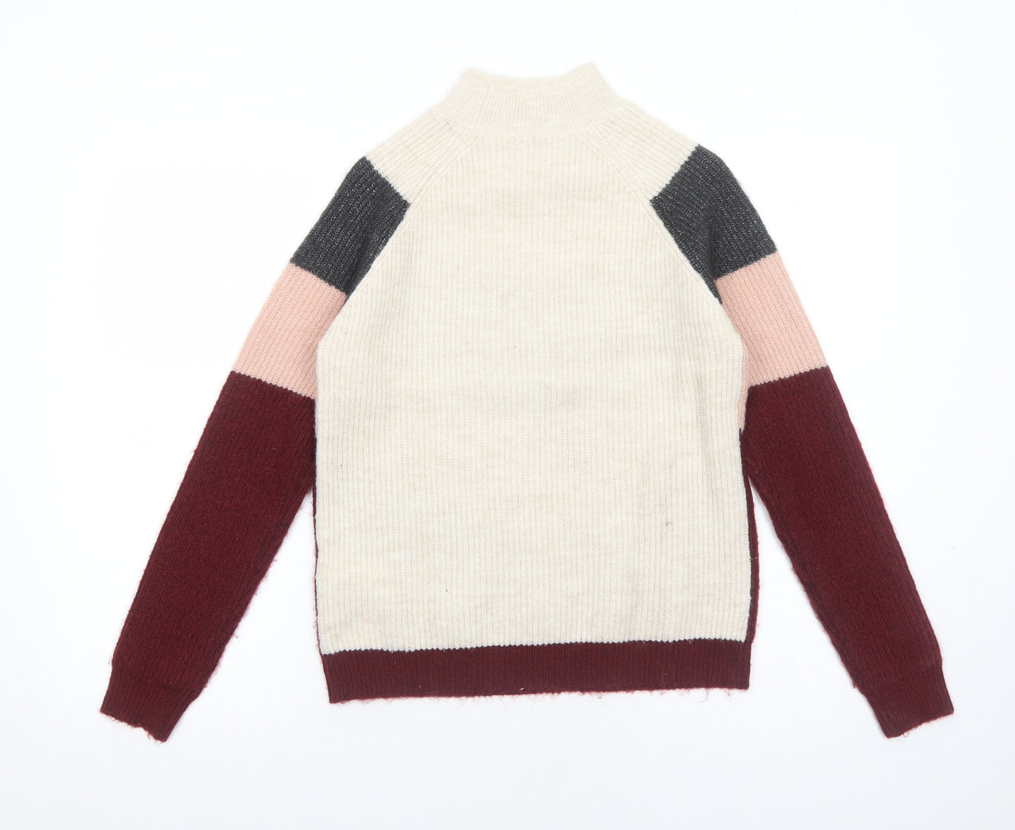 Primark Girls Pink Mock Neck Striped Acrylic Pullover Jumper Size 12-13 Years Pullover