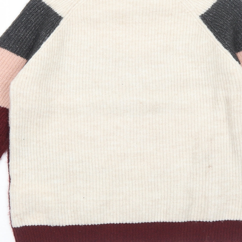Primark Girls Pink Mock Neck Striped Acrylic Pullover Jumper Size 12-13 Years Pullover