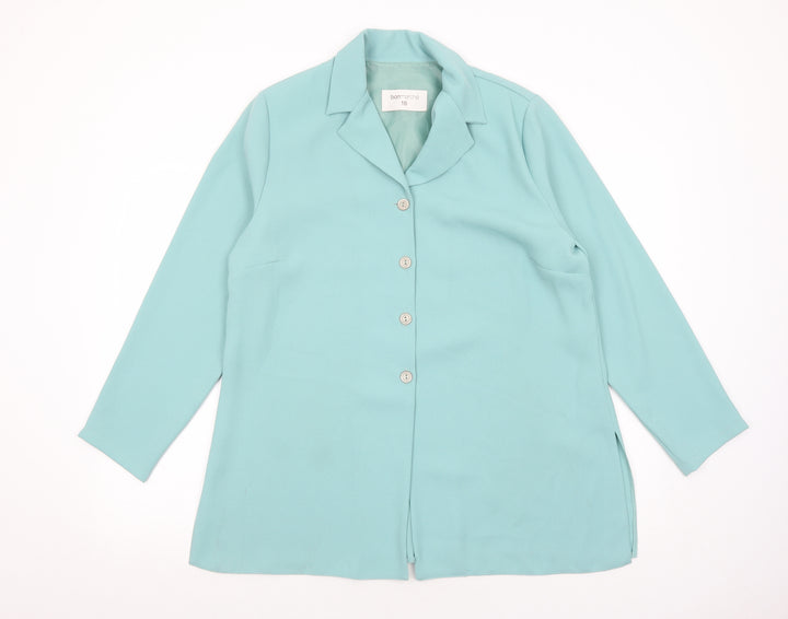 Bonmarché Womens Green Herringbone Anorak Blazer Size 16 Button