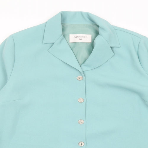 Bonmarché Womens Green Herringbone Anorak Blazer Size 16 Button