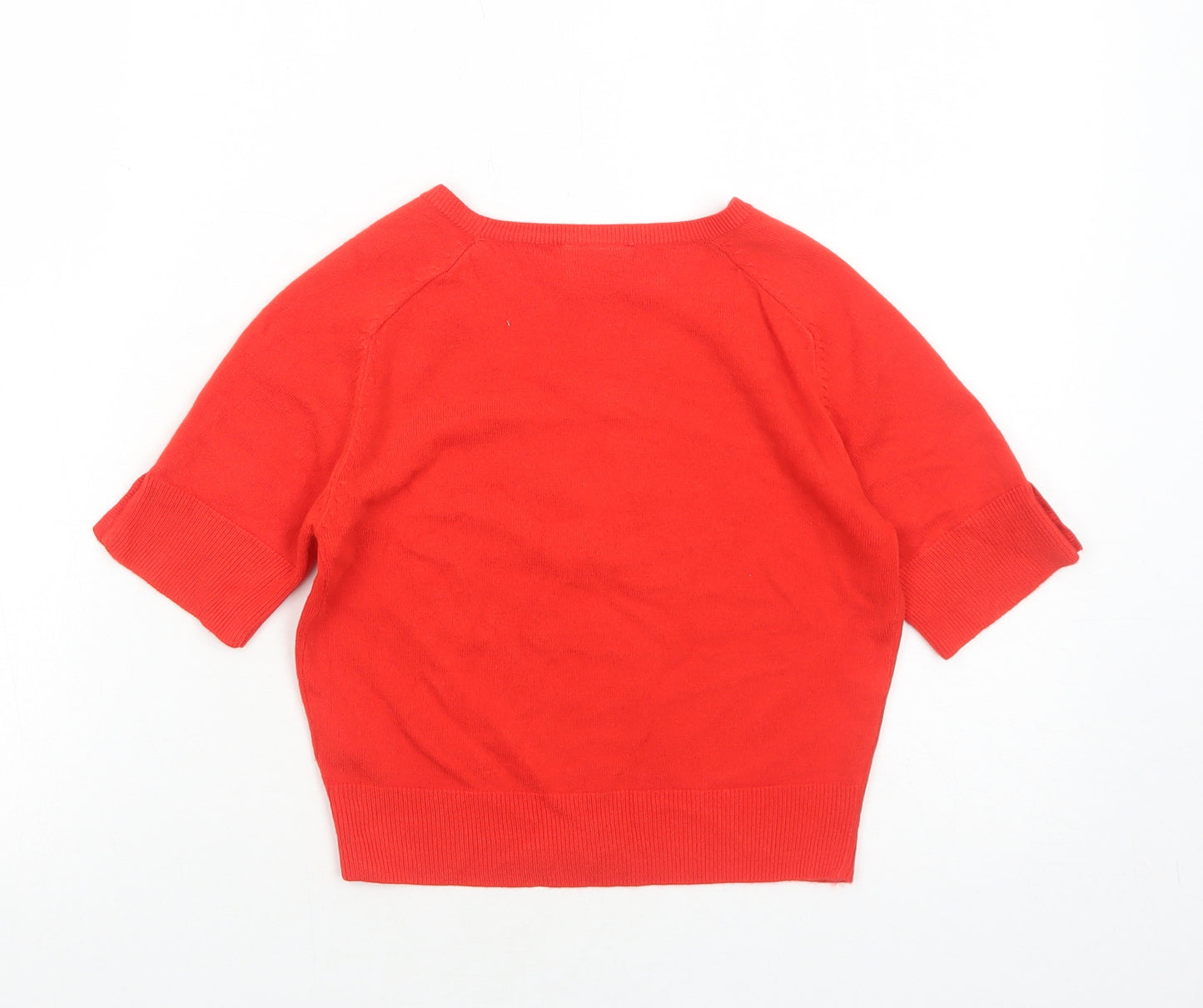 NEXT Womens Red V-Neck Acrylic Cardigan Jumper Size 8