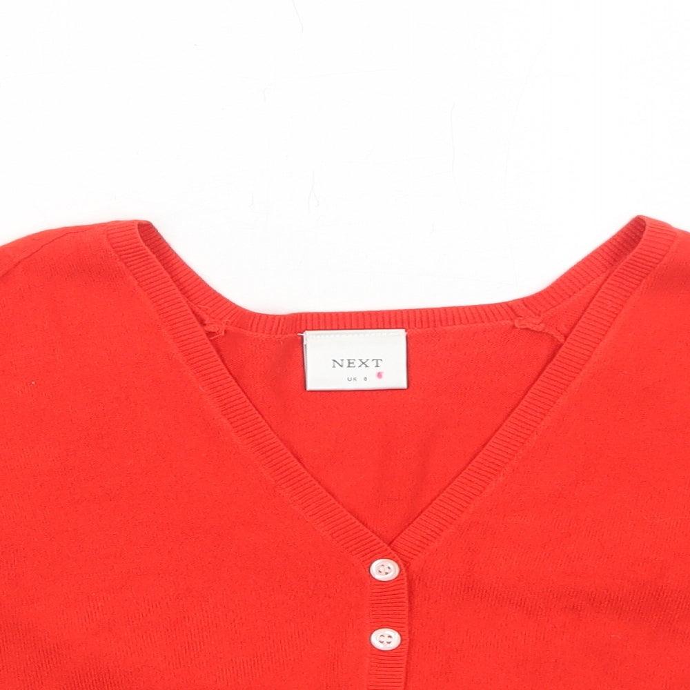 NEXT Womens Red V-Neck Acrylic Cardigan Jumper Size 8