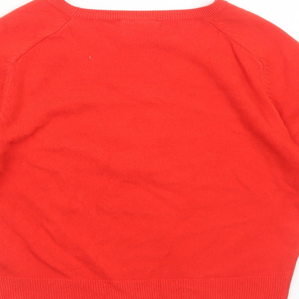 NEXT Womens Red V-Neck Acrylic Cardigan Jumper Size 8