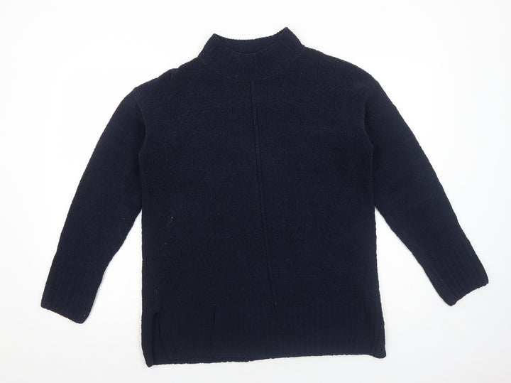 Marks and Spencer Womens Blue Mock Neck Polyester Pullover Jumper Size M