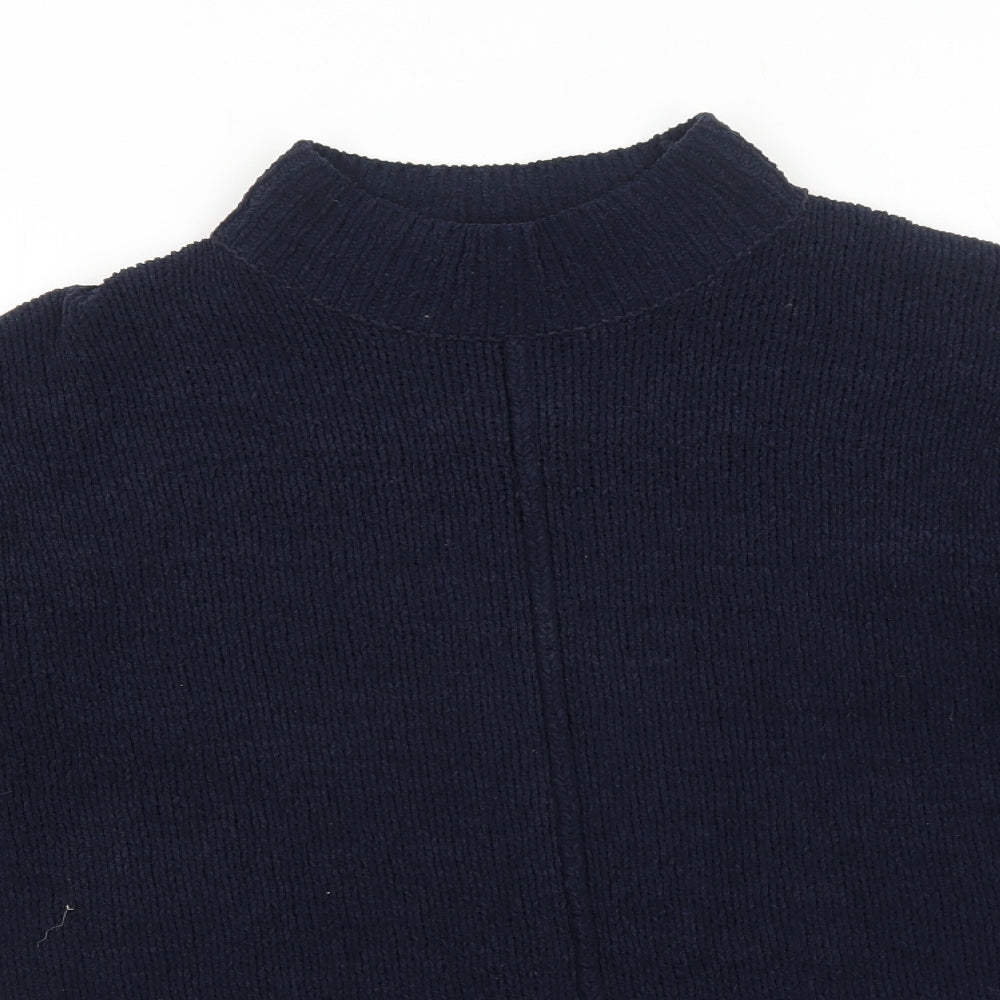 Marks and Spencer Womens Blue Mock Neck Polyester Pullover Jumper Size M