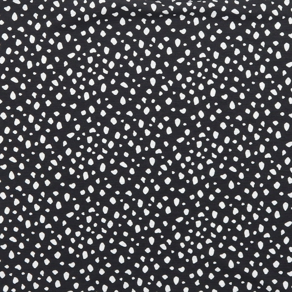 F&F Womens Black Animal Print Polyester Basic T-Shirt Size 12 Boat Neck - Cheetah Spot