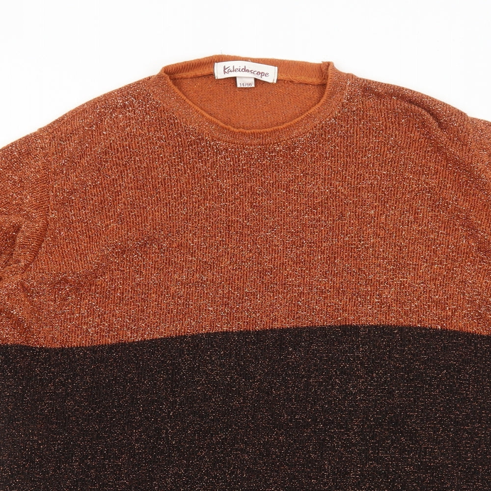 Kaleidoscope Womens Orange Round Neck Acrylic Pullover Jumper Size 14