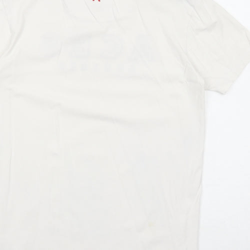 Ace Couture Mens White Cotton T-Shirt Size XS Round Neck