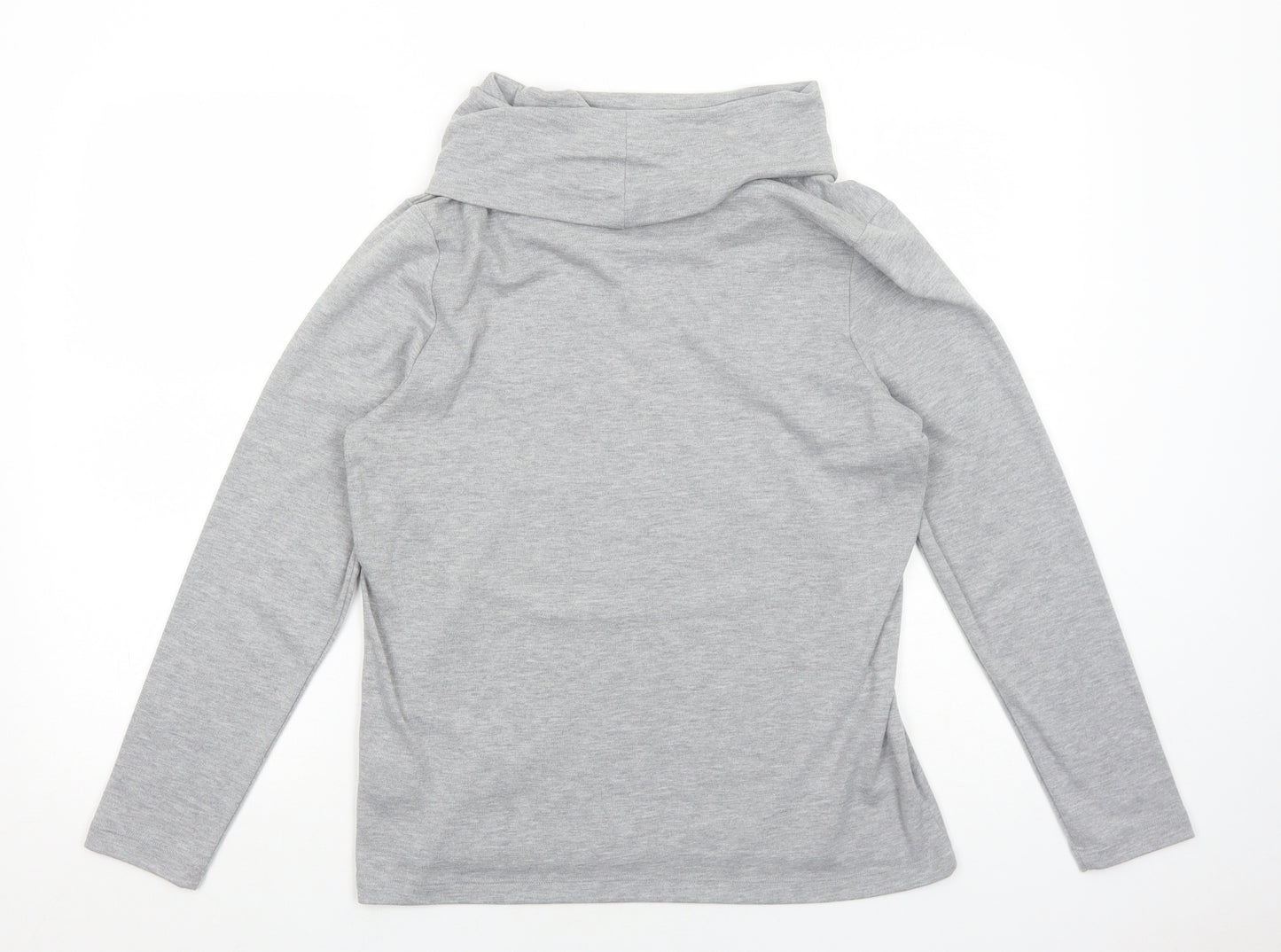 Preworn Womens Grey Polyester Basic T-Shirt Size 16 Roll Neck