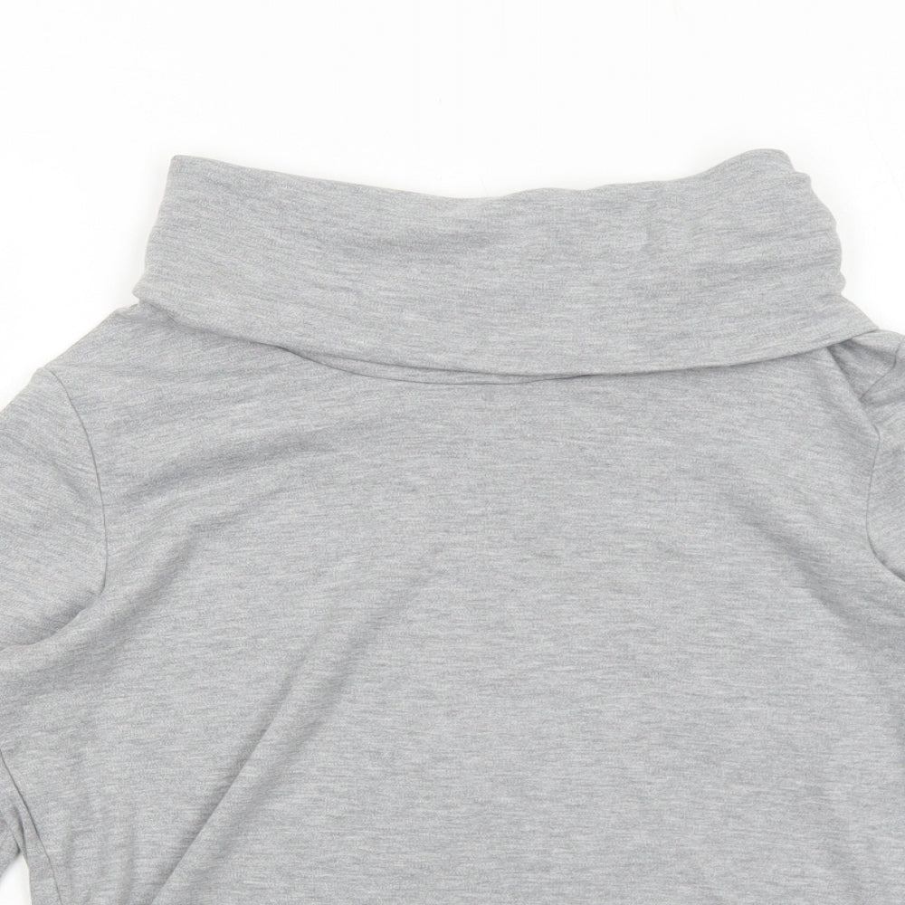Preworn Womens Grey Polyester Basic T-Shirt Size 16 Roll Neck