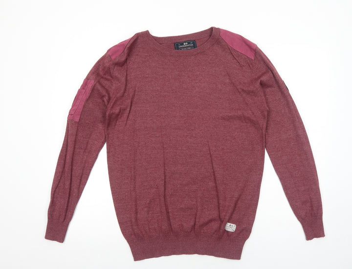 Crosshatch Mens Red Round Neck Cotton Pullover Jumper Size M Long Sleeve