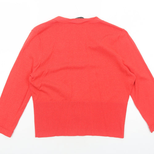 Betty Barclay Womens Red V-Neck Rayon Cardigan Jumper Size 14