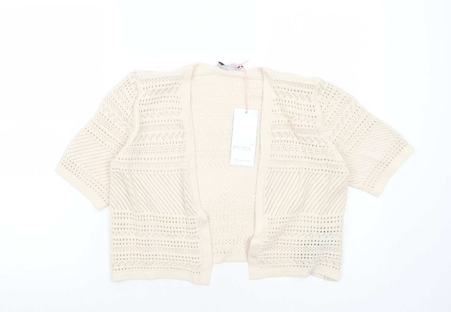 Per Una Womens Ivory V-Neck Cotton Cardigan Jumper Size 10