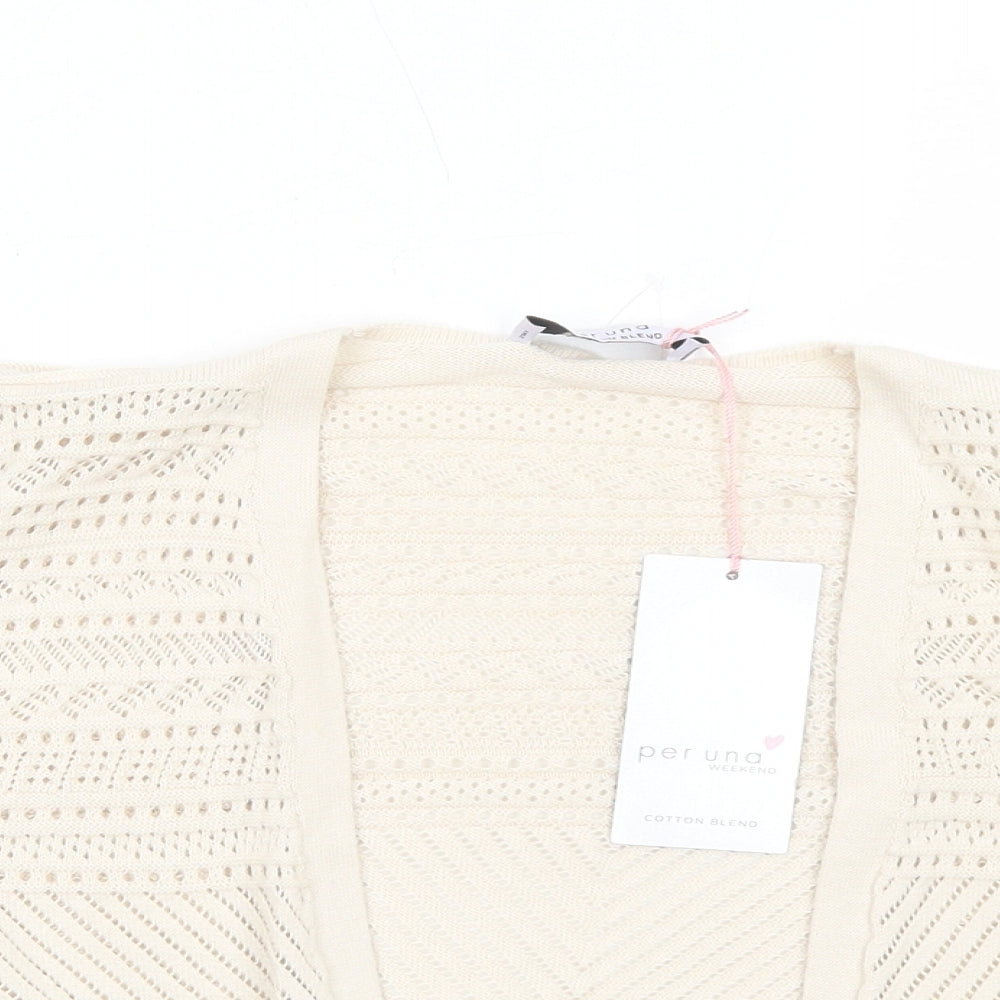 Per Una Womens Ivory V-Neck Cotton Cardigan Jumper Size 10