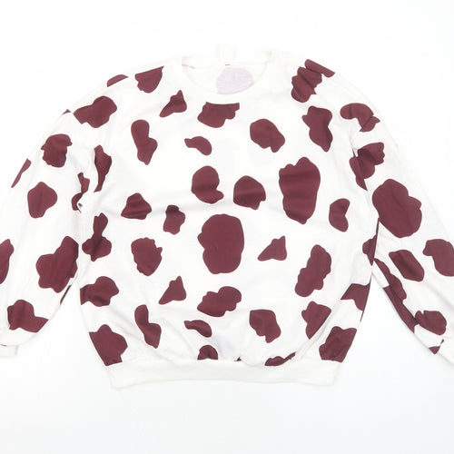 SheIn Girls White Animal Print Polyester Pullover Sweatshirt Size 11-12 Years Pullover - Cow Print