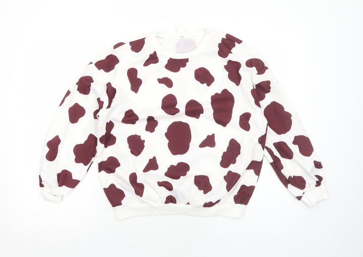 SheIn Girls White Animal Print Polyester Pullover Sweatshirt Size 11-12 Years Pullover - Cow Print
