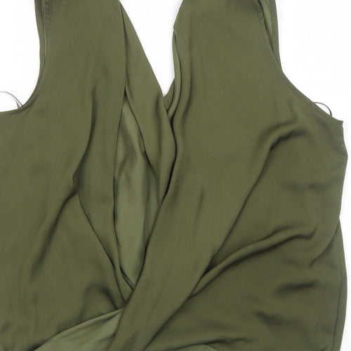 New Look Womens Green Polyester Basic Blouse Size 8 V-Neck - Choker