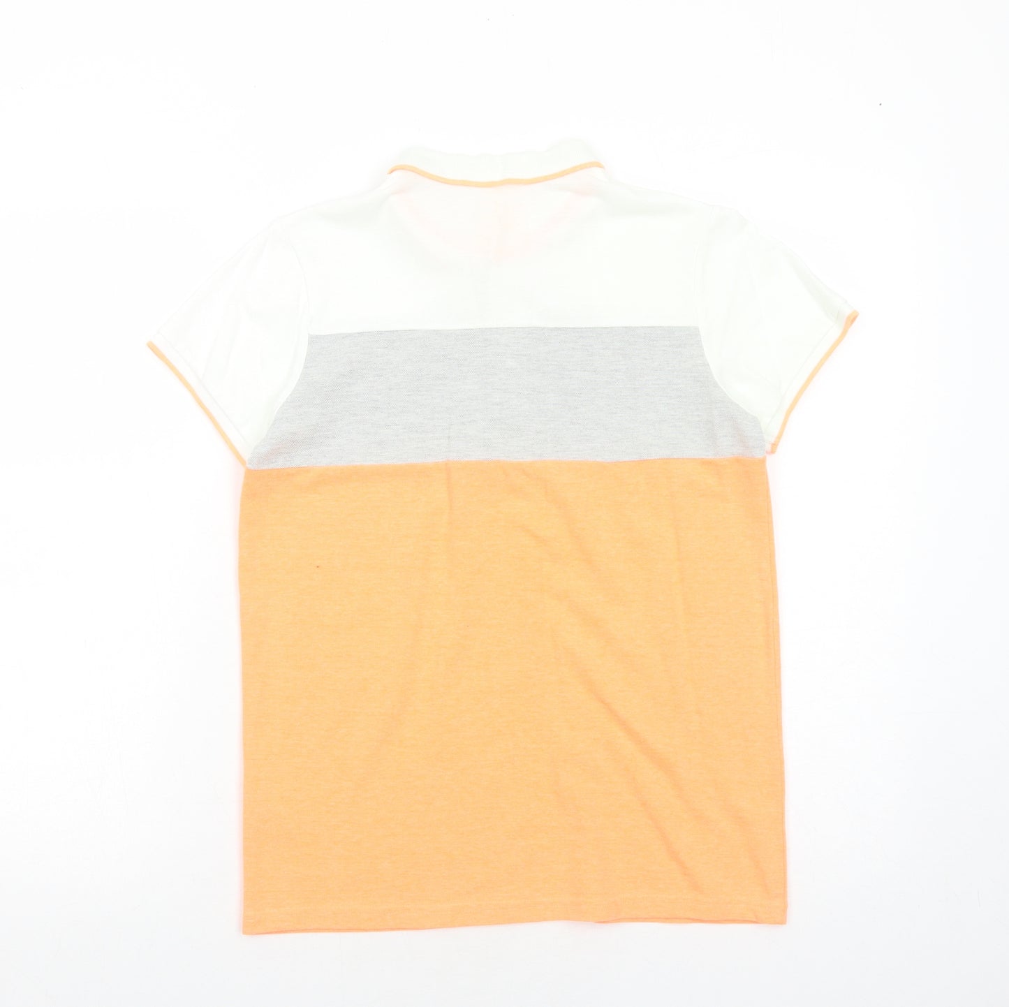 Matalan Boys Orange Colourblock Cotton Basic Polo Size 13 Years Collared Button - Palm Tree