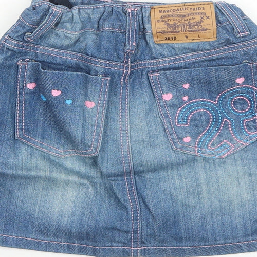Marco&Lucy Girls Blue Cotton A-Line Skirt Size 9 Years Regular Zip