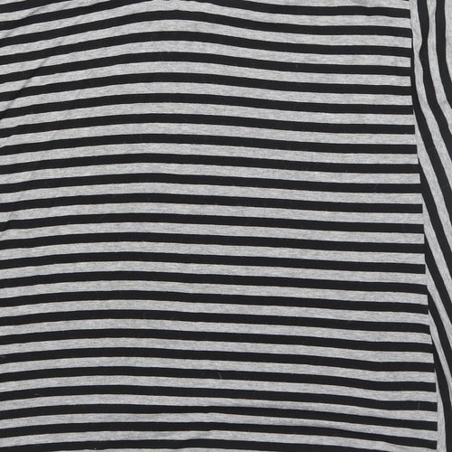 River Island Womens Grey Striped Viscose Basic T-Shirt Size 10 Round Neck - Amour