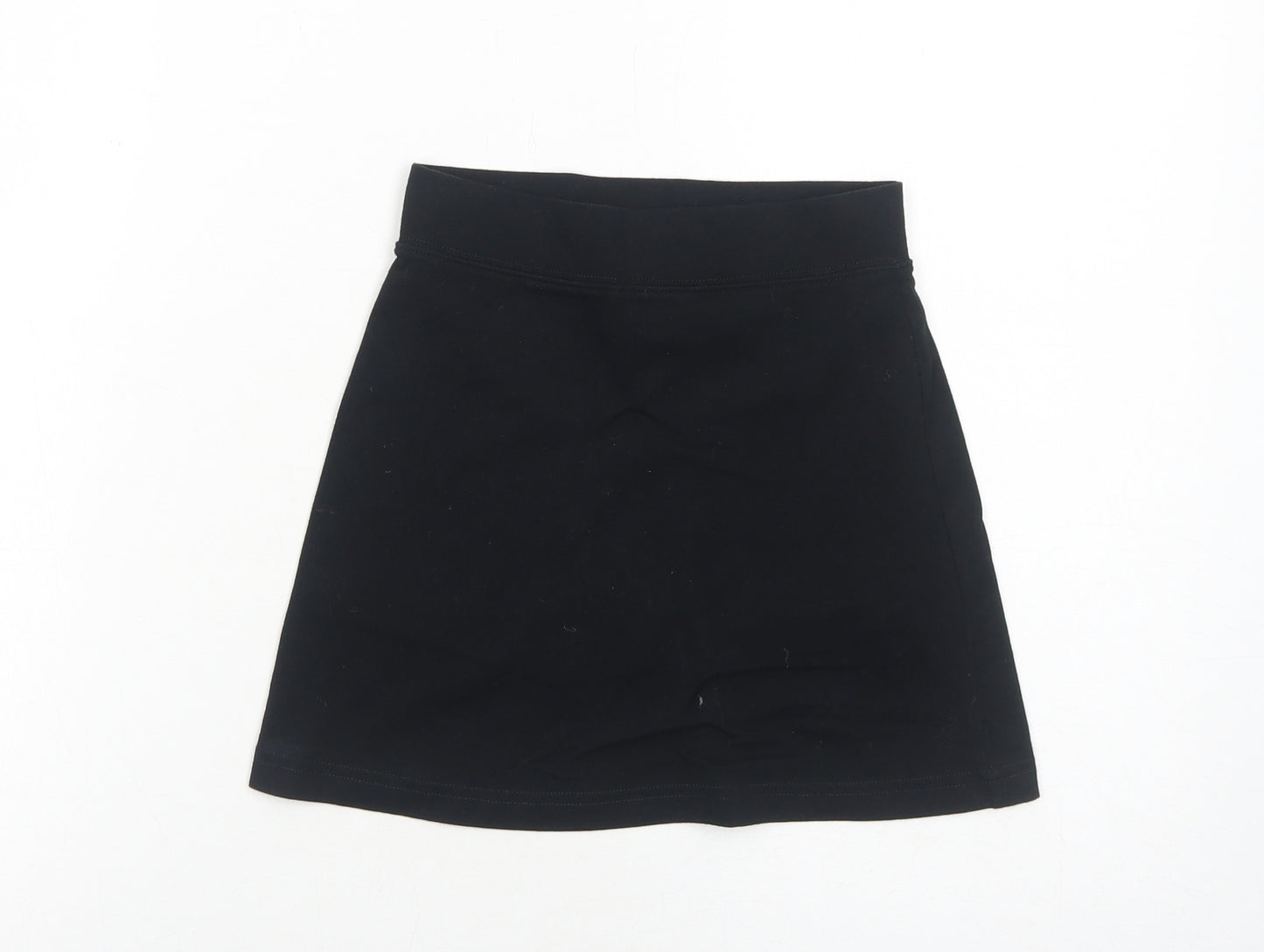 George Girls Black Cotton A-Line Skirt Size 7-8 Years Regular Pull On