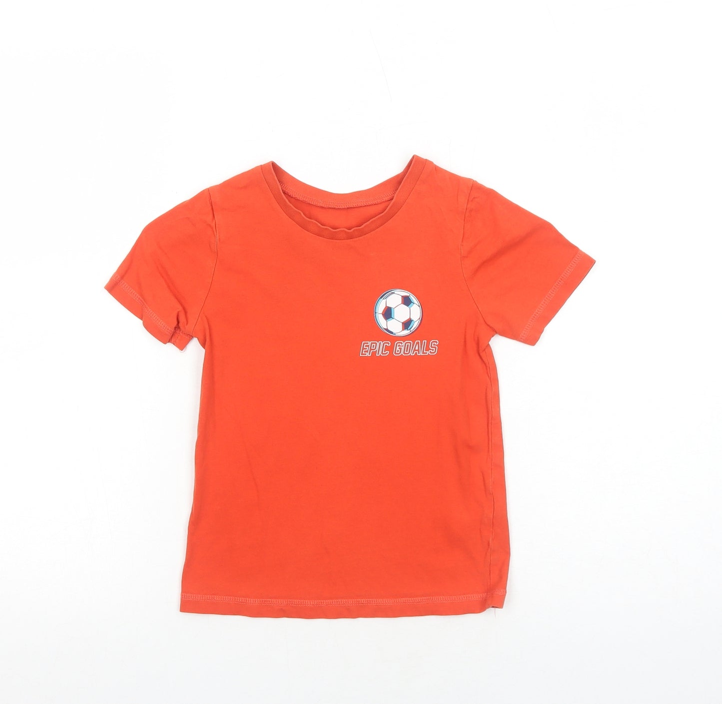 George Boys Orange Cotton Pullover T-Shirt Size 4-5 Years Round Neck Pullover - Football