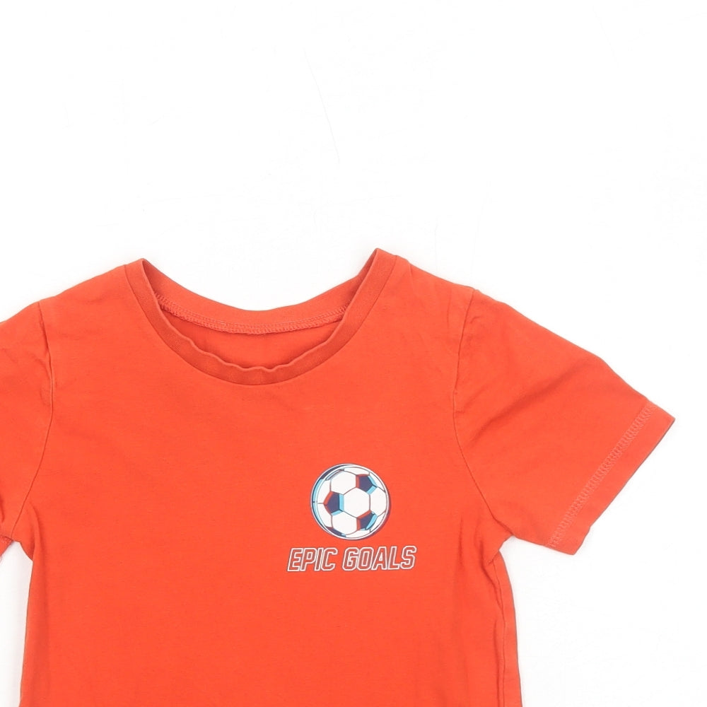 George Boys Orange Cotton Pullover T-Shirt Size 4-5 Years Round Neck Pullover - Football