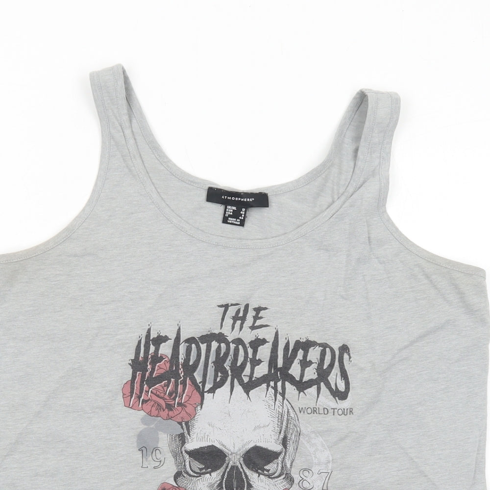 Atmosphere Womens Grey Viscose Basic Tank Size 12 Scoop Neck - The Heartbreakers