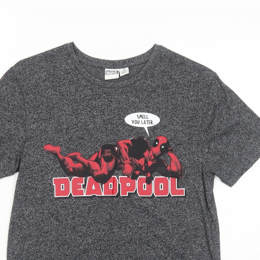 Primark Mens Grey Viscose T-Shirt Size XS Round Neck - Deadpool