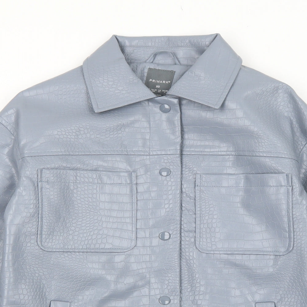 Primark Womens Grey Geometric Jacket Size XS Snap - Crocodile Print