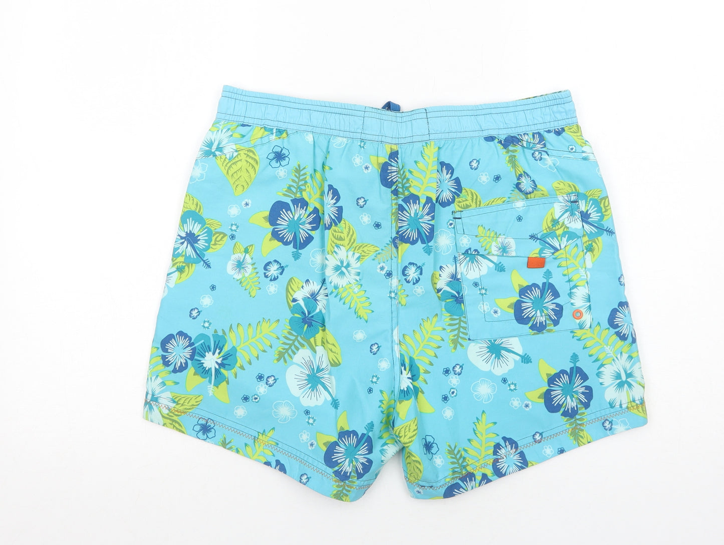 NEXT Mens Blue Geometric Polyester Sweat Shorts Size S Regular Tie - Swim Short