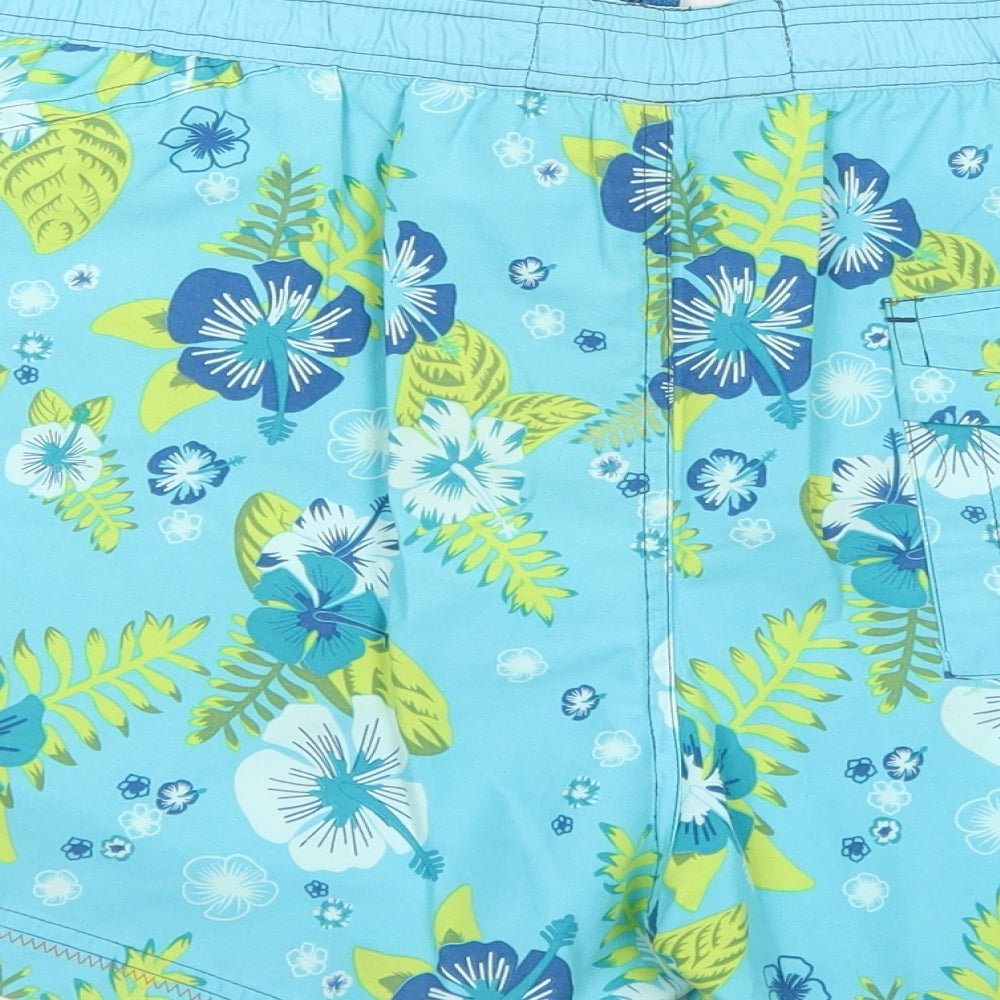 NEXT Mens Blue Geometric Polyester Sweat Shorts Size S Regular Tie - Swim Short
