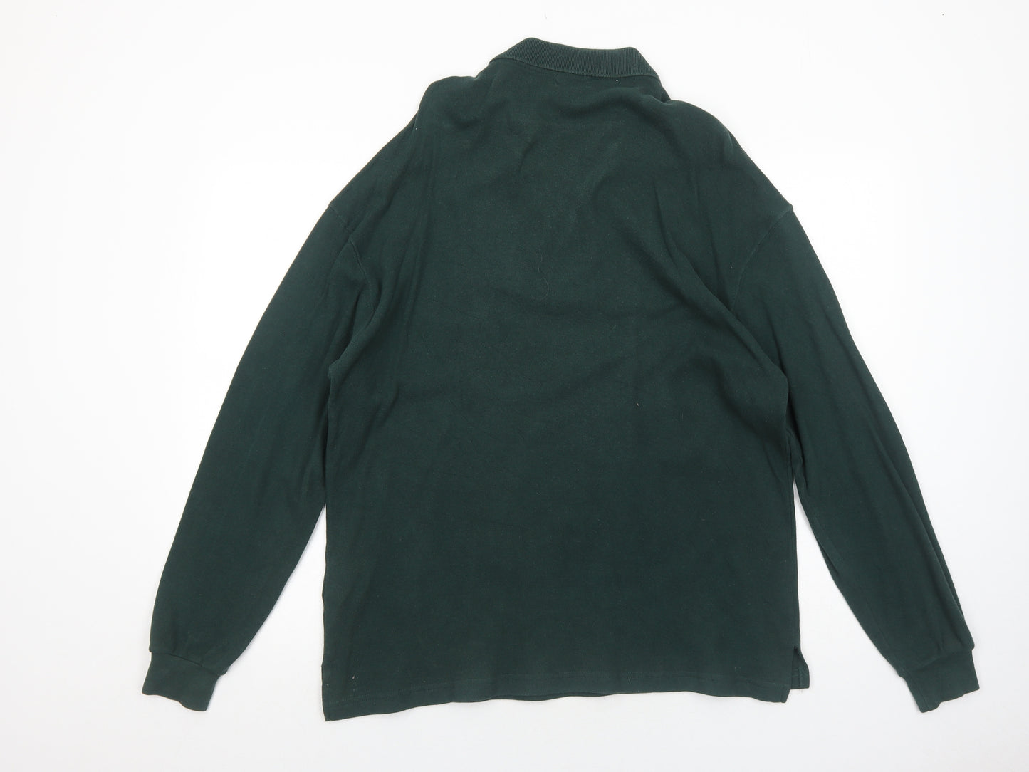 Hawkshead Mens Green Cotton Polo Size L Collared Button
