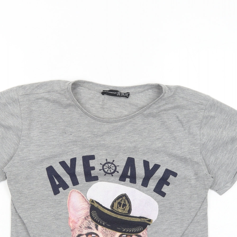 Atmosphere Womens Grey Polyester Basic T-Shirt Size 12 Crew Neck - Cat