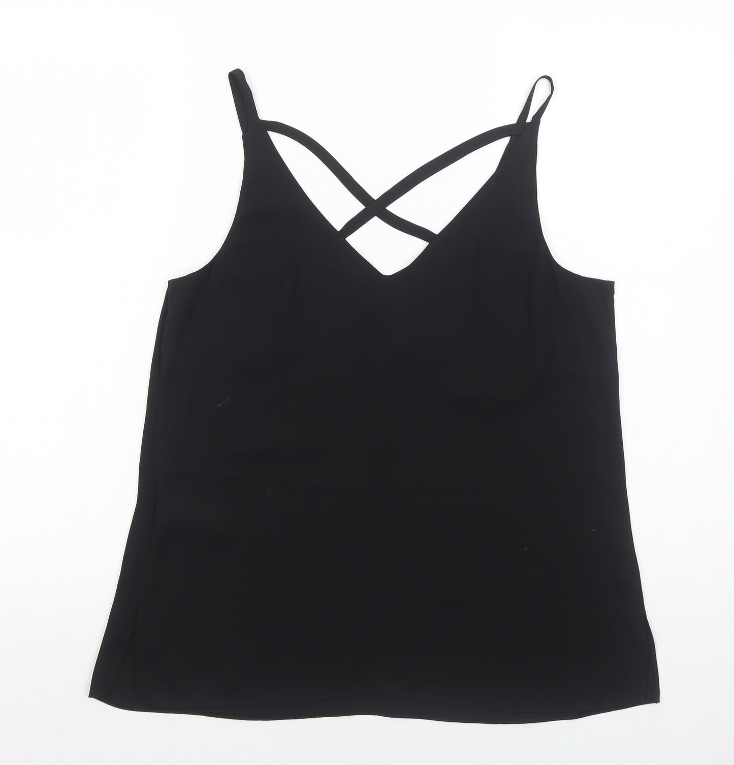 F&F Womens Black Polyester Basic Tank Size 10 V-Neck