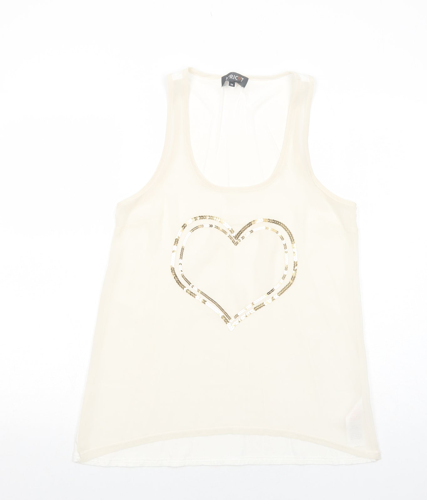 Apricot Womens Ivory Polyester Basic Tank Size M Scoop Neck - Heart