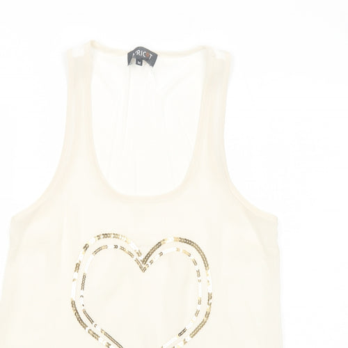 Apricot Womens Ivory Polyester Basic Tank Size M Scoop Neck - Heart