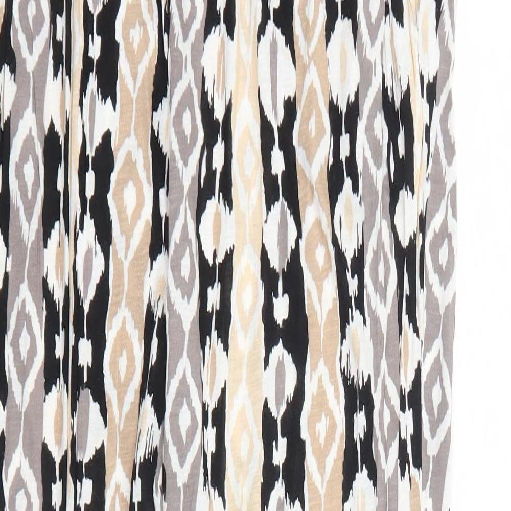 H&M Womens Beige Geometric Viscose Trousers Size M Regular