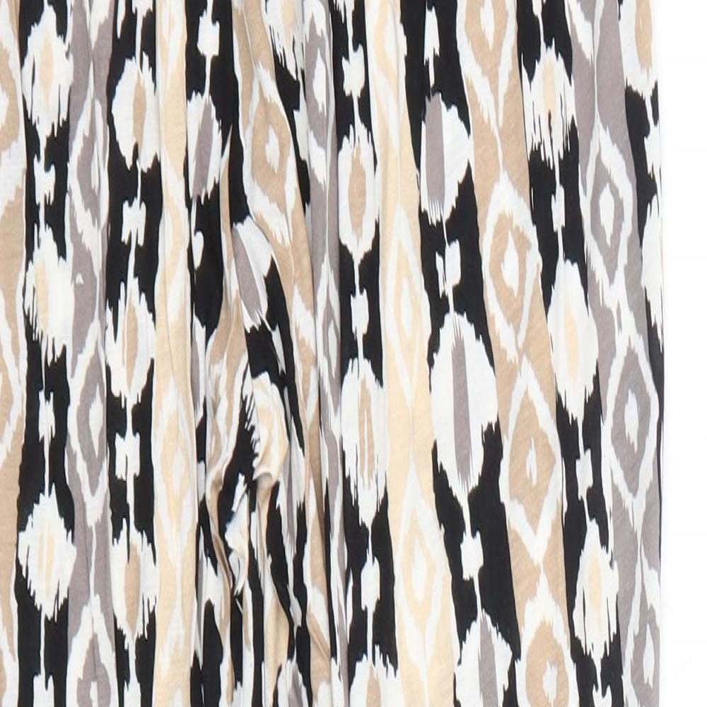 H&M Womens Beige Geometric Viscose Trousers Size M Regular