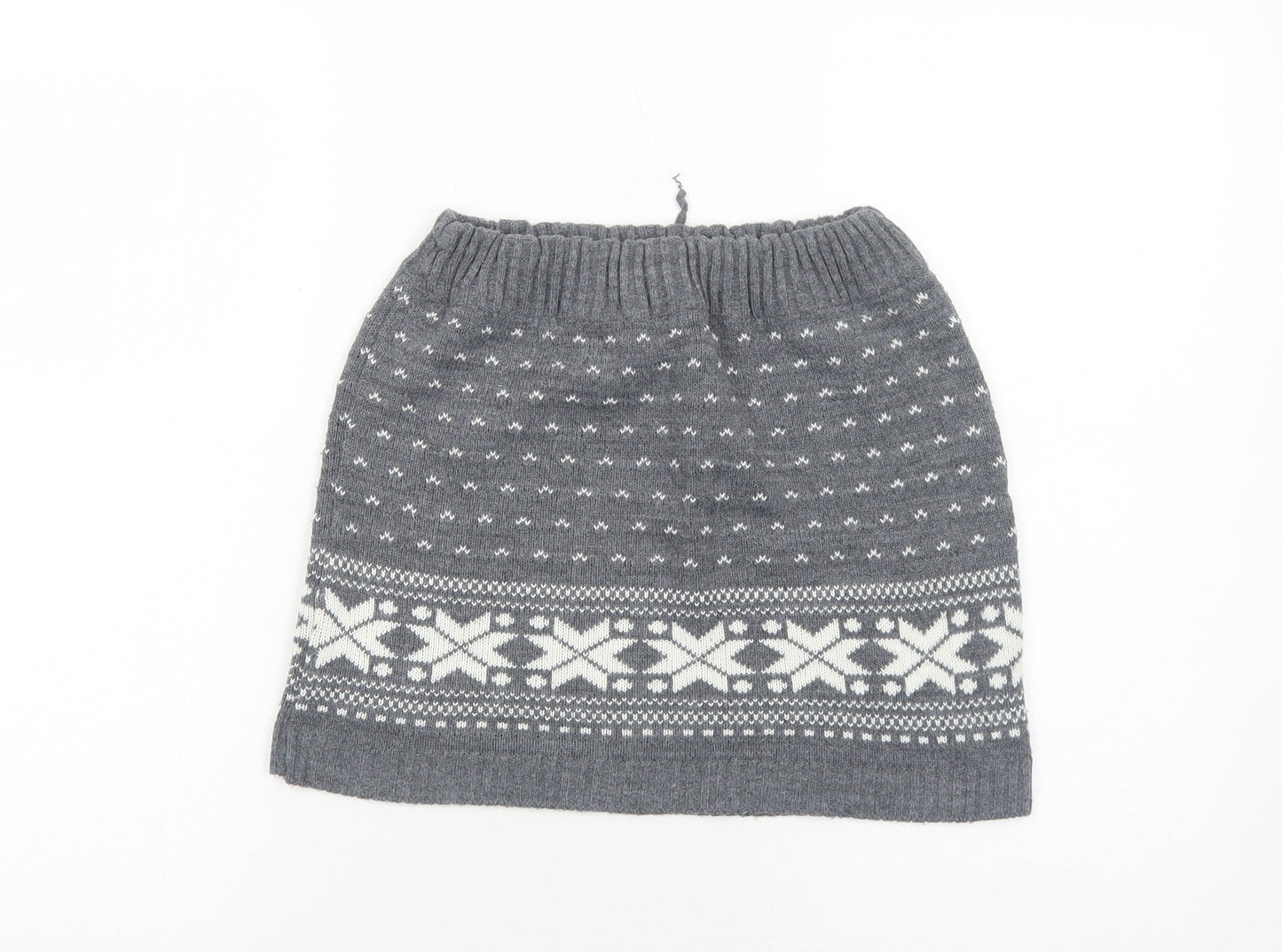 New Look Womens Grey Geometric Acrylic Mini Skirt Size XS Drawstring